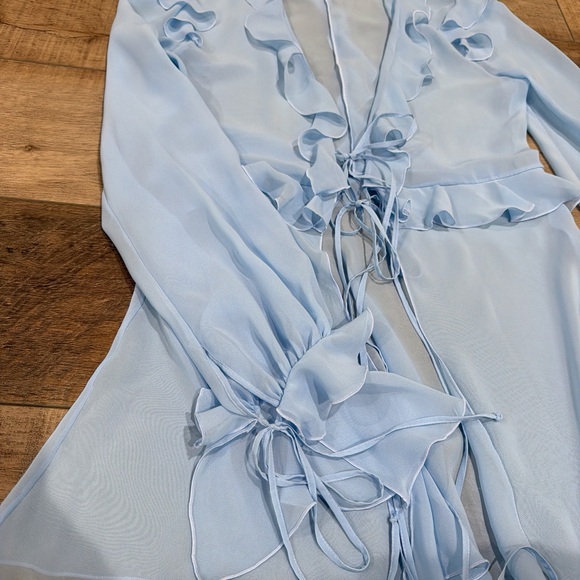Les Filles D’eva sheer ruffled blouse in blue - Picture 5 of 7
